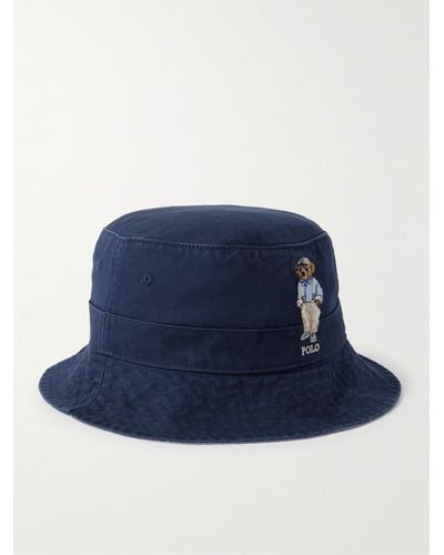 Polo Ralph Lauren Logo-embroidered Cotton-twill Bucket Hat - Blue