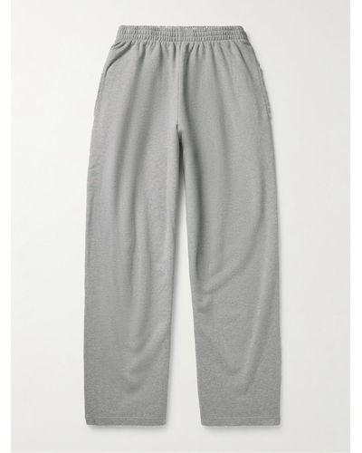 Balenciaga Wide-leg Distressed Cotton-jersey Joggers - Grey