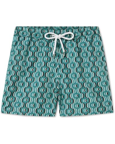 Frescobol Carioca Straight-leg Short-length Printed Recycled Swim Shorts - Green