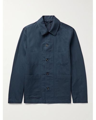 Hartford Jamison Linen And Cotton-blend Twill Overshirt - Blue