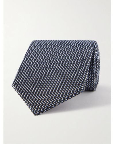 Tom Ford 8cm Striped Silk Tie - Blue