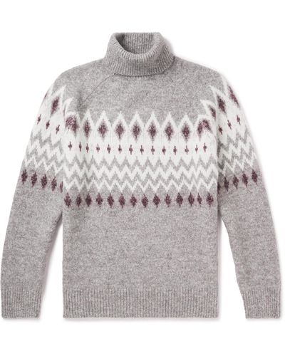 Brunello Cucinelli Jacquard-knit Fair Isle Rollneck Sweater - Gray