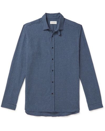 Oliver Spencer Clerkenwell Checked Cotton-flannel Shirt - Blue