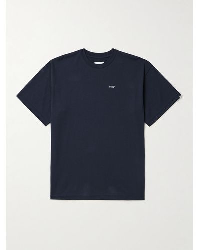 WTAPS Logo-embroidered Cotton-jersey T-shirt - Blue