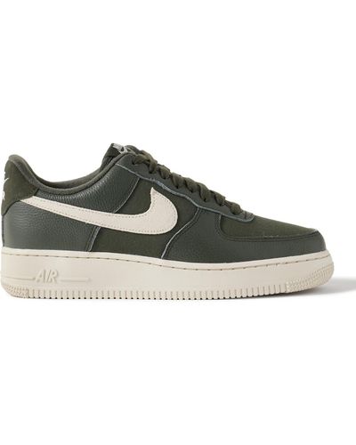 Nike Air Force 1 '07 Suede-trimmed Full-grain Leather And Canvas Sneakers - Green