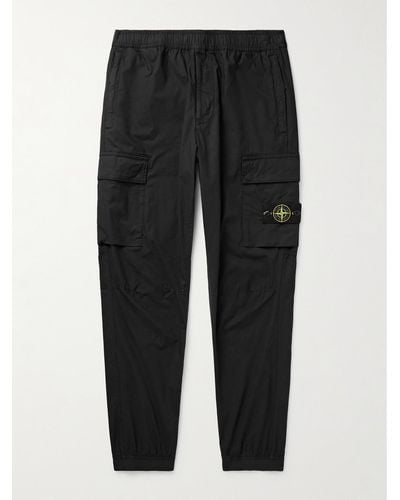 Stone Island Tapered Cotton-blend Cargo Trousers - Black