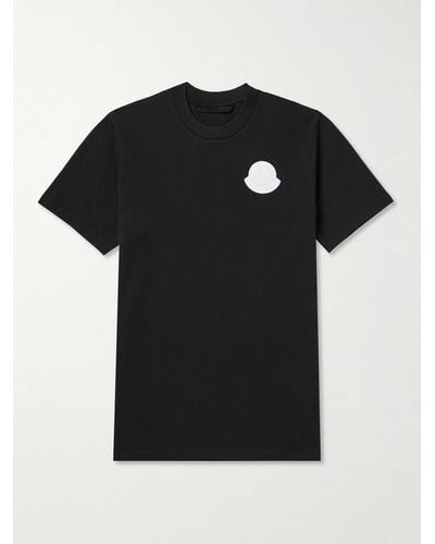 Moncler T-shirt in jersey di cotone con logo applicato - Nero
