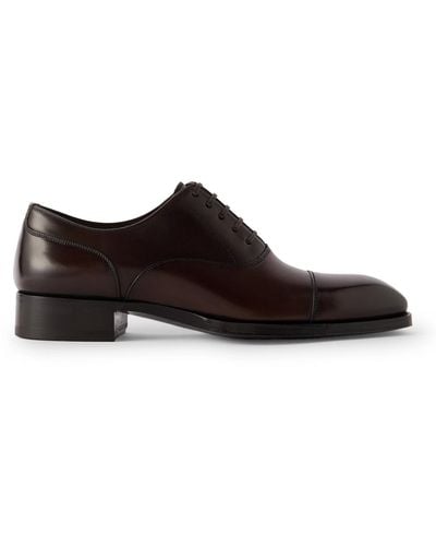 Tom Ford Elkan Burnished-leather Oxford Shoes - Brown
