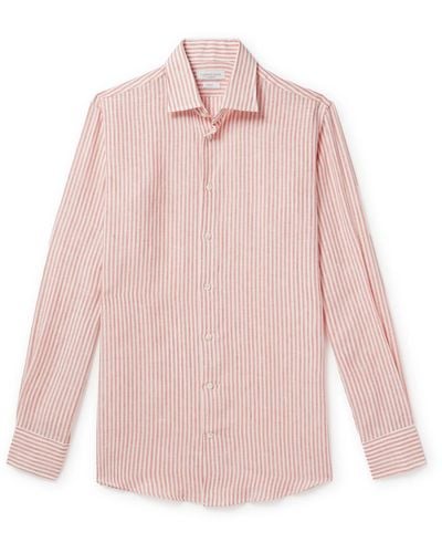Richard James Striped Linen Shirt - Pink