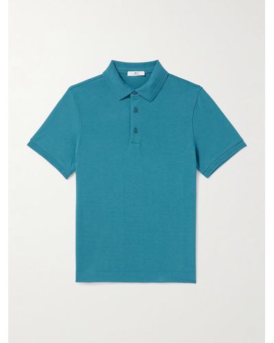 MR P. Organic Cotton-piqué Polo Shirt - Blue