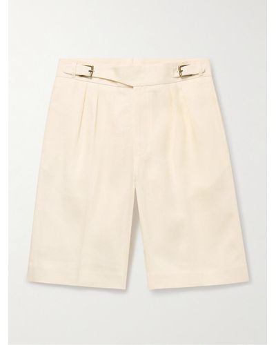 Anderson & Sheppard Gurkha Straight-leg Pleated Linen Shorts - Natural