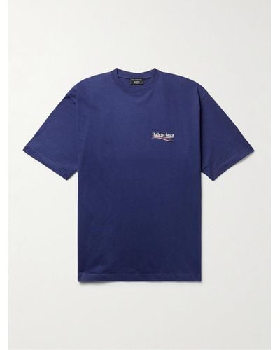Balenciaga T-shirt con logo stampato - Blu