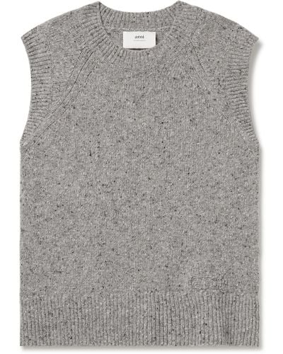 Ami Paris Virgin Wool-blend Sweater Vest - Gray