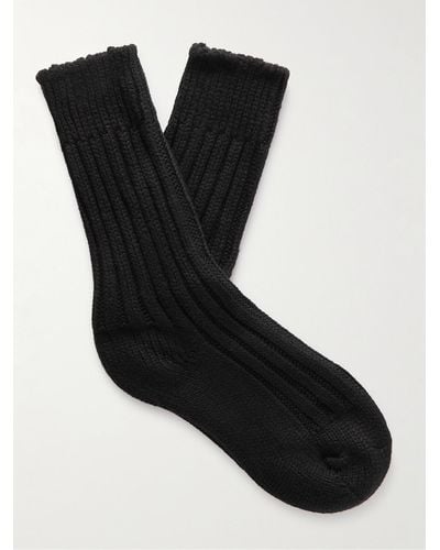 The Elder Statesman Yosemite Ribbed Cashmere Socks - Black