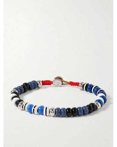 Roxanne Assoulin Armband mit emaillierten Zierperlen und silberfarbenen Details - Blau