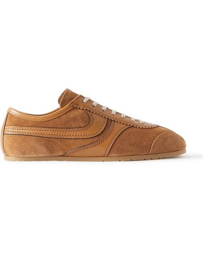 Dries Van Noten Leather-trimmed Suede Sneakers - Brown