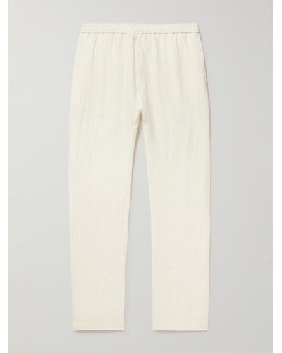 Barena Straight-leg Striped Linen Drawstring Pants - Natural