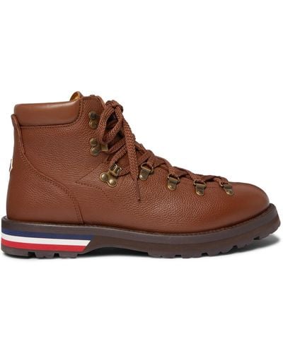 Moncler Striped Full-grain Leather Boots - Brown