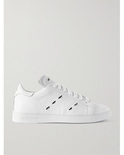 Kiton Textured-leather Sneakers - White