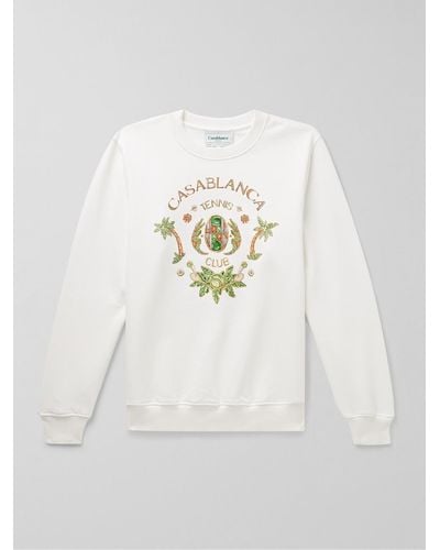 Casablancabrand Joyaux D'afrique Logo-print Organic Cotton-jersey Sweatshirt - White