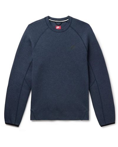 Nike Logo-print Cotton-blend Tech Fleece Sweatshirt - Blue