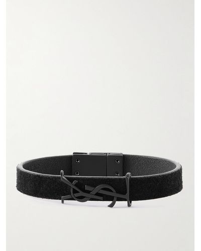 Saint Laurent Armband aus Veloursleder mit Logoverzierung - Schwarz