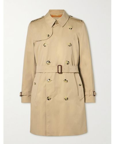 Burberry Kensington Belted Double-breasted Cotton-gabardine Trench Coat - Natural