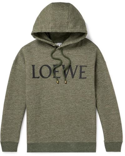 Loewe Logo-print Cotton-jersey Hoodie - Green