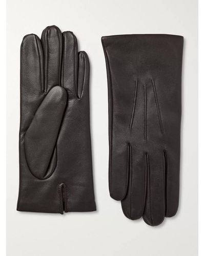 Dents Bath Cashmere-lined Leather Gloves - Brown