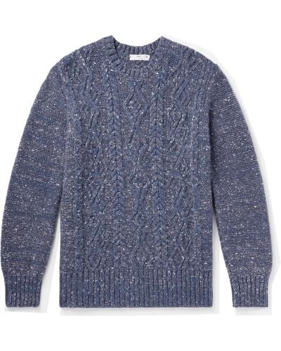 Inis Meáin Aran Cable-knit Cashmere Sweater - Blue