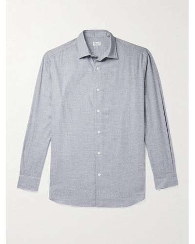 Charvet Cotton And Wool-blend Flannel Shirt - Grey