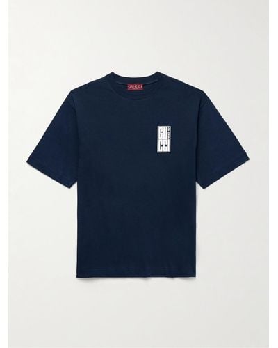 Gucci Logo-print Cotton-jersey T-shirt - Blue