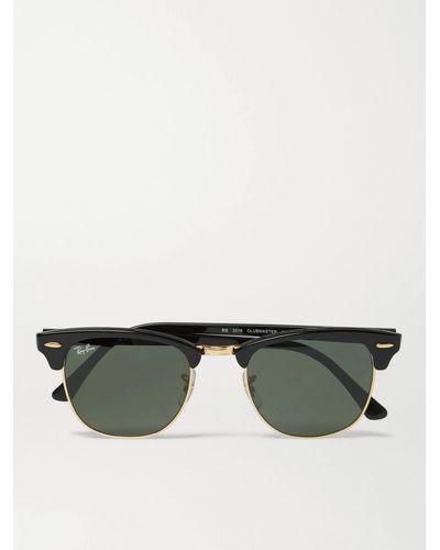 Ray-Ban Clubmaster Sonnenbrille mit eckigem Rahmen aus Azetat mit goldfarbenen Details - Grün