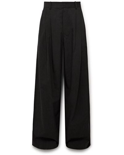 The Row Berto Wide-leg Pleated Cashmere-blend Pants - Black