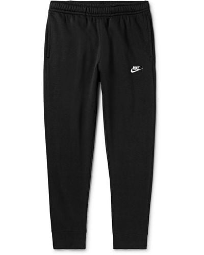 Nike Sportswear Club Slim-fit Tapered Logo-embroidered Cotton-blend Jersey Track Pants - Black