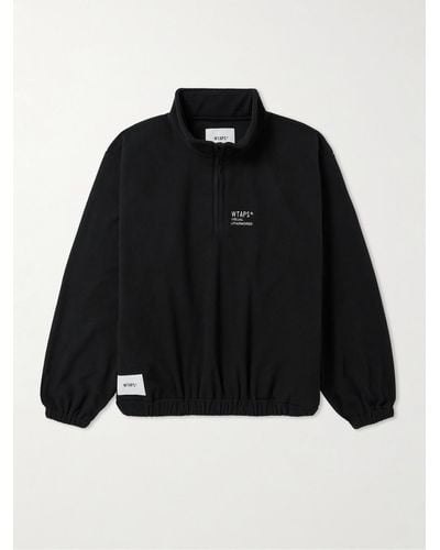 WTAPS Sweatshirt aus Fleece mit kurzem Reißverschluss und Logostickerei - Schwarz