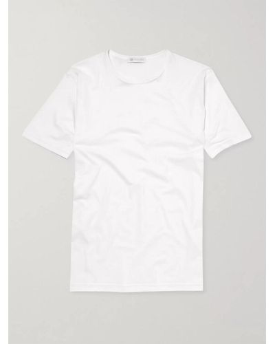 Sunspel T-Shirt aus extrafeiner Baumwolle zum Unterziehen - Weiß