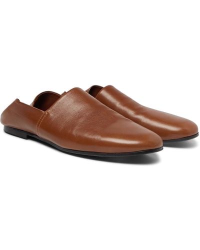 Sandro Collapsible-heel Leather Loafers - Brown