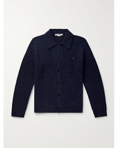 Acne Studios Cardigan in lana con logo ricamato Kabriel - Blu