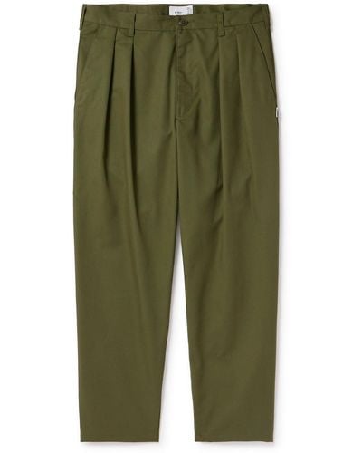 WTAPS 15 Straight-leg Pleated Twill Pants - Green
