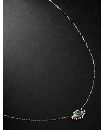 Lito Apollo 13 Petit Vert Gold And Enamel Necklace - Black