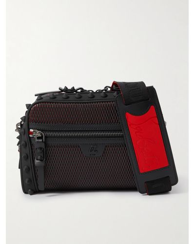 Christian Louboutin Loubitown Rubber And Leather-trimmed Mesh Messenger Bag - Black