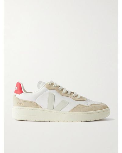 Veja The Aegean Project V-90 Suede And Leather Trainers - Natural