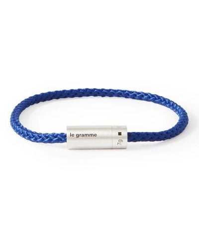 Le Gramme 7g Braided Cord And Sterling Silver Bracelet - Blue