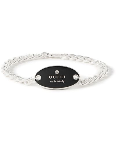 Gucci Trademark Sterling Silver And Enamel Chain Bracelet - Metallic