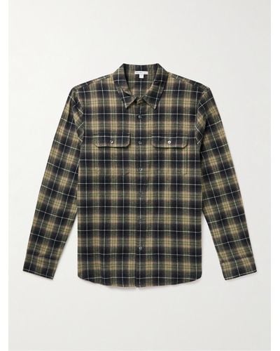 James Perse Lagoon Checked Cotton-flannel Shirt - Grey