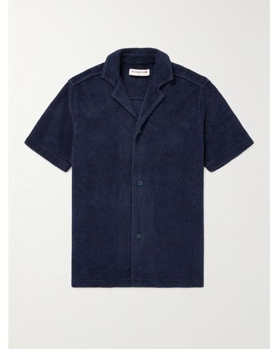 Orlebar Brown Howell Hemd aus Baumwollfrottee mit Reverskragen - Blau