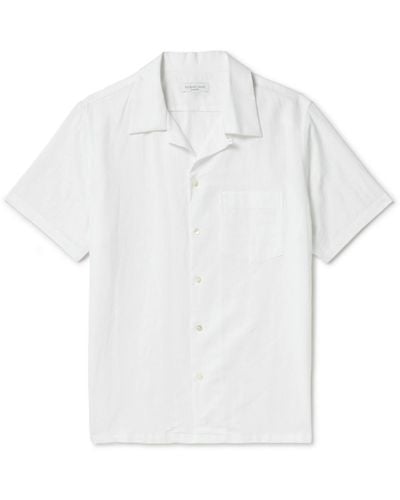 Richard James Convertible-collar Linen And Cotton-blend Shirt - White