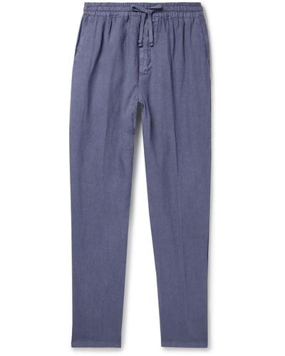Altea Tapered Linen Drawstring Pants - Blue