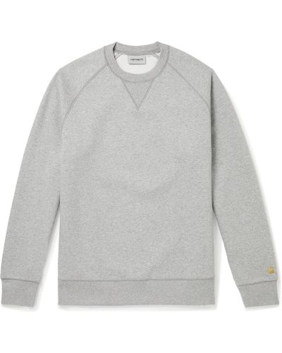 Carhartt Chase Logo-embroidered Cotton-blend Jersey Sweatshirt - Gray